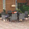 vidaXL 7 Piece Garden Dining Set with Cushions Poly Rattan Grey