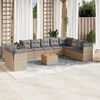 vidaXL 11 Piece Garden Sofa Set with Cushions Beige Poly Rattan