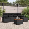 vidaXL Garden Sofa Set with Cushion 6 pcs Black Poly Rattan