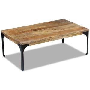 vidaXL Coffee Table | Natural | Mango Wood and Steel | 100x60x35 cm | Durable