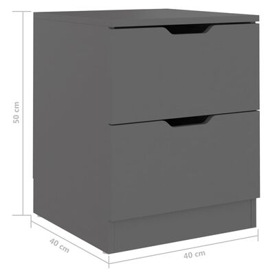 vidaXL Bedside Cabinets 2 pcs Grey 40x40x50 cm Engineered Wood