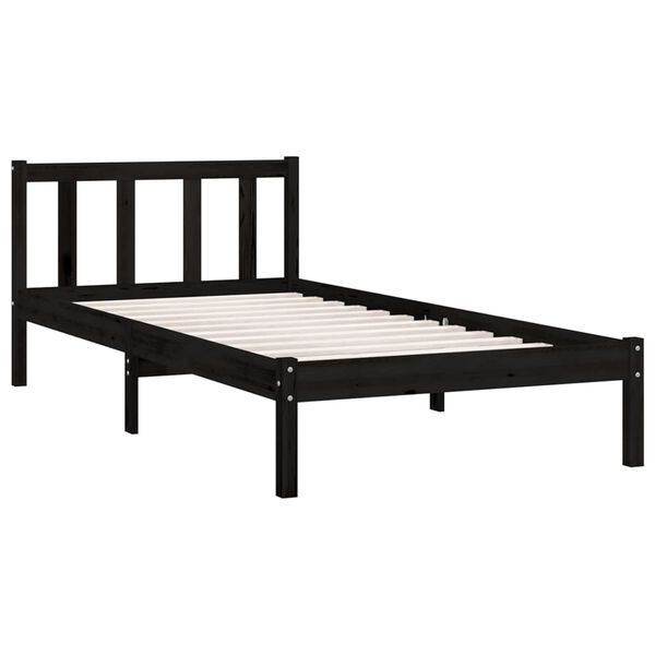 vidaXL Bed Frame without Mattress Black Solid Wood 100x200 cm