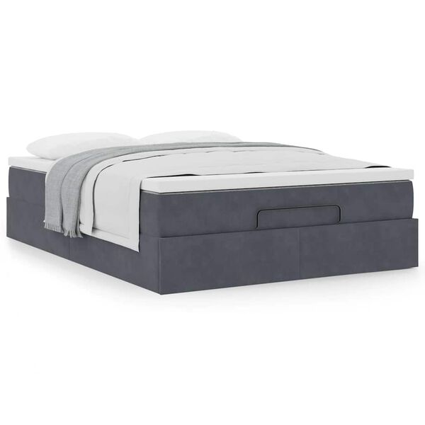 vidaXL Ottoman Bed with Mattress Dark Grey Double Velvet