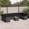 vidaXL Garden Sofa Set with Cushion 11 pcs Black Poly Rattan