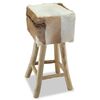 vidaXL Bar Stool Goatskin Leather and Solid Teak Wood