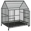 vidaXL Dog Cage with Wheels Black Galvanised Steel