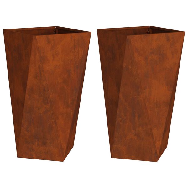 vidaXL Planter 2 pcs Rusty 40 x 40 x 75 cm Weathering Steel