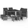 vidaXL 9 Piece Garden Dining Set with Cushions Poly Rattan Grey
