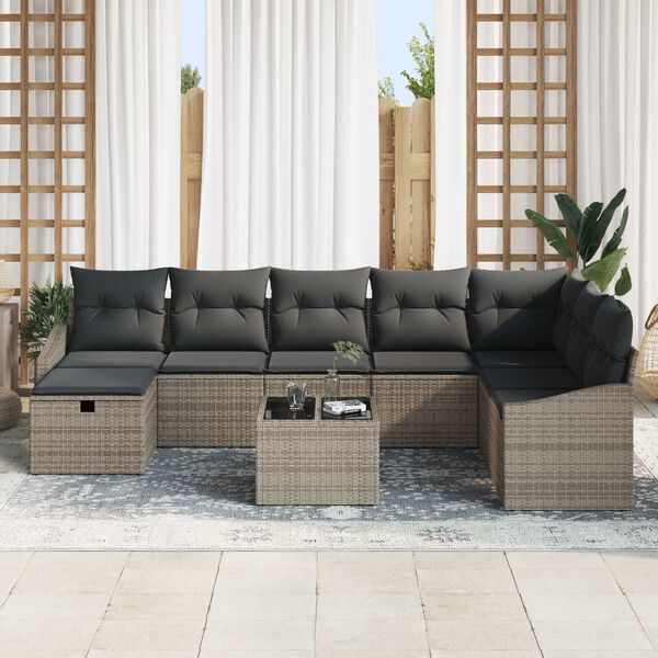 vidaXL Sofa Set with Cushion 8 pcs Poly Rattan