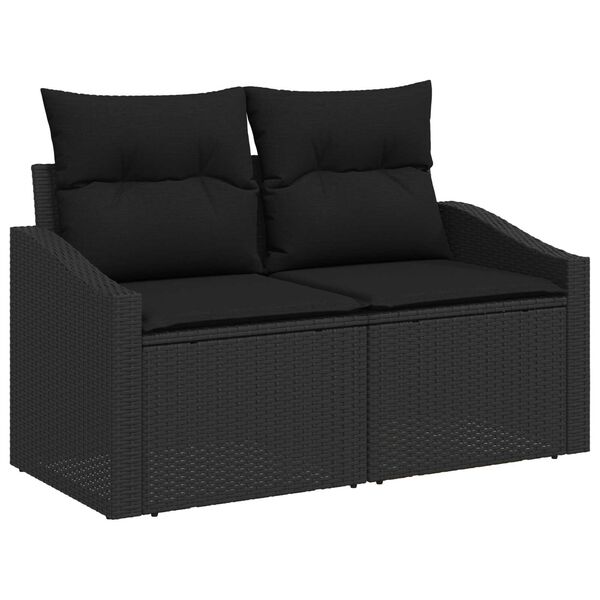 vidaXL Garden Sofa Set with Storage 6 pcs Black Poly rattan