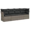 vidaXL 4 Piece Garden Sofa Set with Cushions Grey Poly Rattan