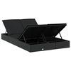 vidaXL 2-Person Sunbed with Cushions Black Poly Rattan