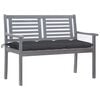 vidaXL 2-Seater Garden Bench with Cushion 120 cm Grey Eucalyptus Wood