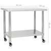 vidaXL Kitchen Work Table with Wheels 80x60x85 cm Stainless Steel