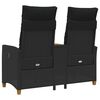 vidaXL Reclining Bench with Table Black 126 x 65 x 112 cm Poly Rattan