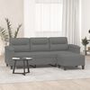 vidaXL 3-Seater Sofa with Footstool Dark Grey 180 cm Microfibre Fabric