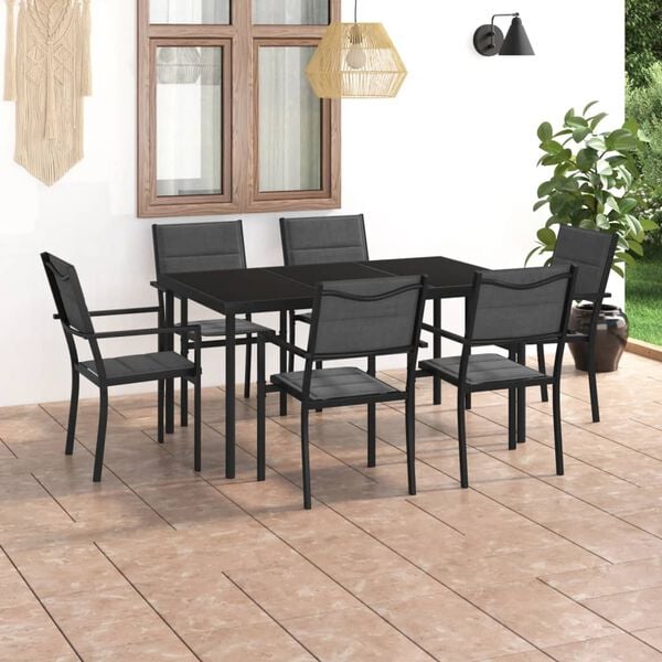 vidaXL 7 Piece Outdoor Dining Set Steel