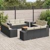 vidaXL 13 Piece Garden Sofa Set with Cushions Black Poly Rattan