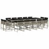 vidaXL 15 Piece Garden Dining Set with Cushions Light Grey Poly Rattan