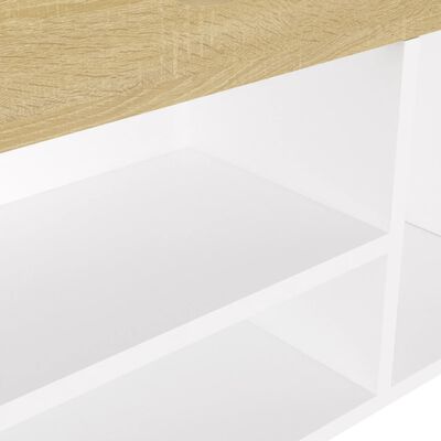 vidaXL Shoe Bench with Cushion White and Sonoma Oak 104x30x49 cm Engineered Wood