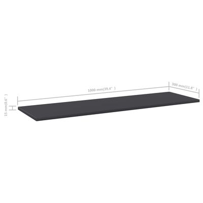 vidaXL Bookshelf Boards 4 pcs Grey 100x30x1.5 cm Engineered Wood
