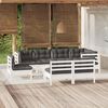 vidaXL 9 Piece Garden Lounge Set with Cushions White Solid Pinewood