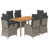 vidaXL 7 Piece Garden Dining Set with Cushions Grey Poly Rattan