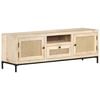 vidaXL TV Cabinet 120x30x40 cm Solid Mango Wood and Natural Cane