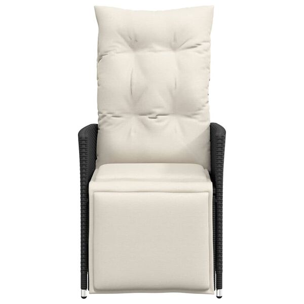 vidaXL Reclining Garden Chairs 2 pcs with Cushions Black Poly Rattan