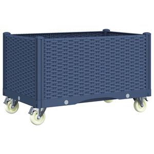 vidaXL Garden Planter with Wheels Blue Grey 80x50x54 cm PP