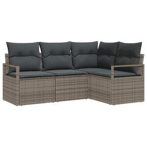 vidaXL Sofa Set 4 pcs Grey Poly Rattan