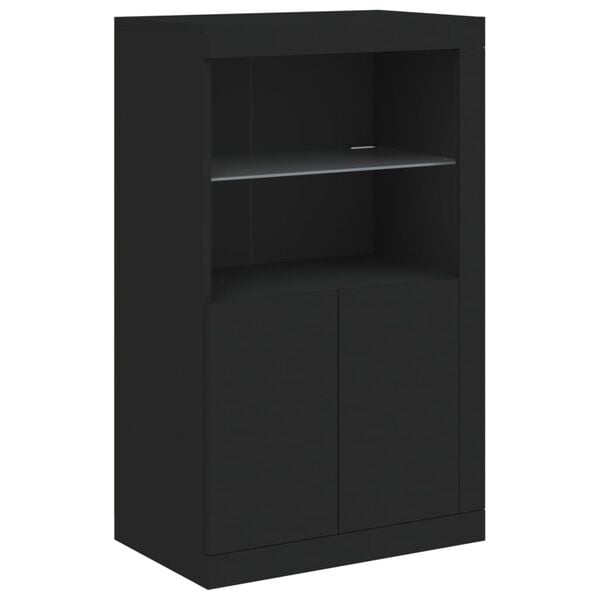 vidaXL Side Cabinet with LED Lights Black Engineered Wood