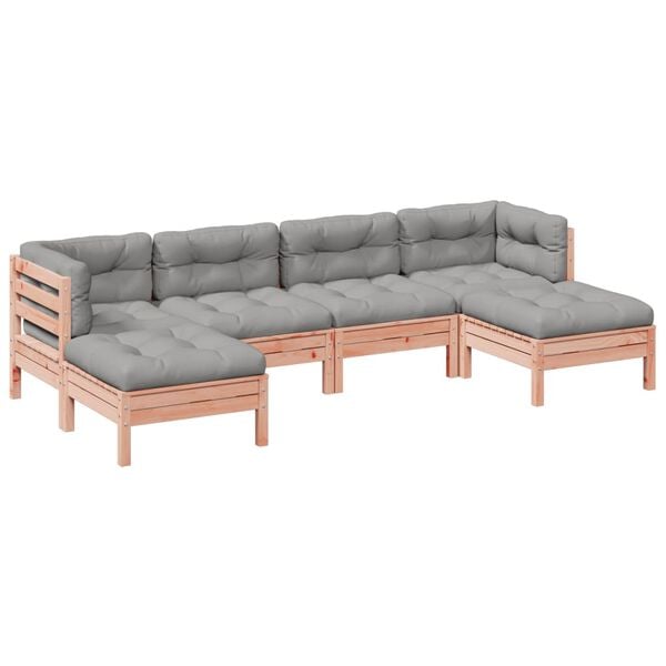 vidaXL 6 Piece Garden Sofa Set with Cushions Solid Wood Douglas Fir