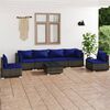 vidaXL 7 Piece Garden Lounge Set with Cushions Poly Rattan Grey
