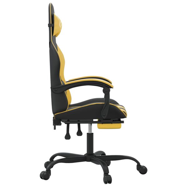 vidaXL Gaming Chair with Footrest Black and Gold Faux Leather