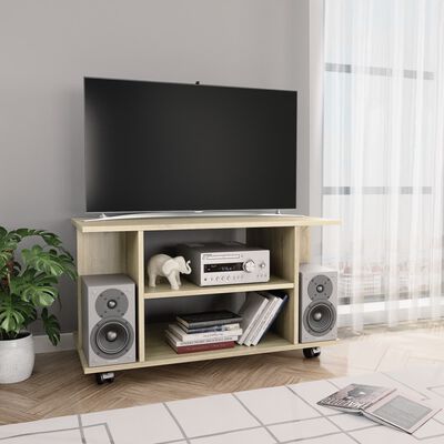 vidaXL TV Cabinet with Castors Sonoma Oak 80x40x45 cm Engineered Wood