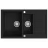 vidaXL Granite Kitchen Sink Double Basin Black (AU Only)
