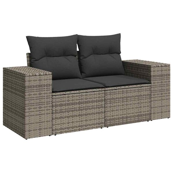 vidaXL 5 Piece Garden Sofa Set with Cushions Grey Poly Rattan