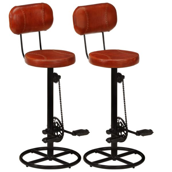 vidaXL Bar Stools 2 pcs Black and Brown Real Goat Leather