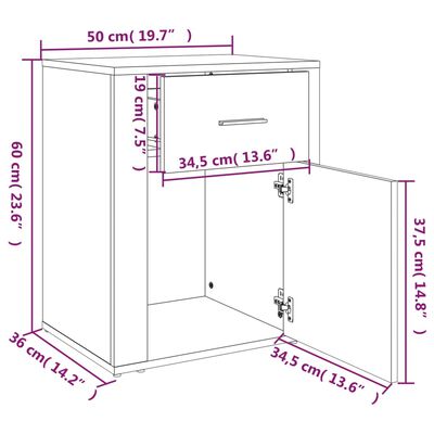 vidaXL Bedside Cabinet High Gloss White 50x36x60 cm Engineered Wood