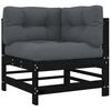 vidaXL Corner Sofas with Cushions 2 pcs Black Solid Wood Pine