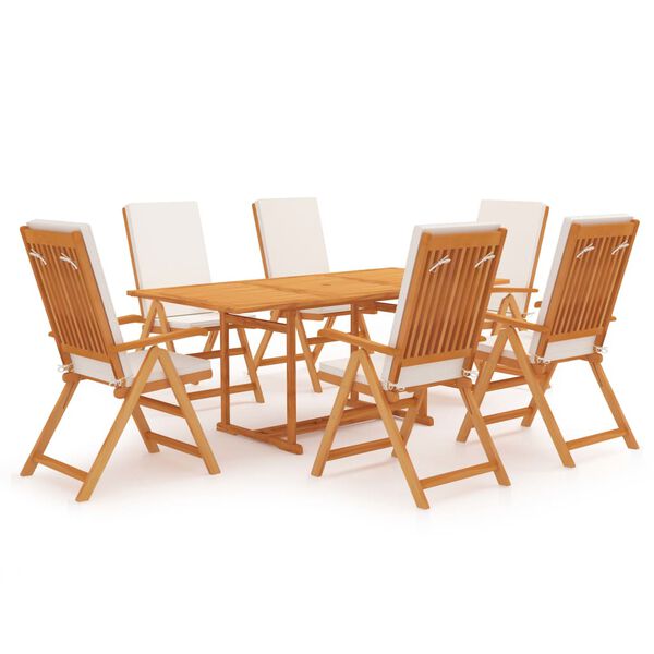 vidaXL 7 Piece Garden Dining Set with Cushions Solid Teak Wood