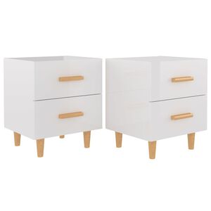 vidaXL Bed Cabinet | Set of 2 | High gloss white