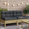 vidaXL Garden Sofa Armless with Cushions 2 pcs Impregnated Wood Pine