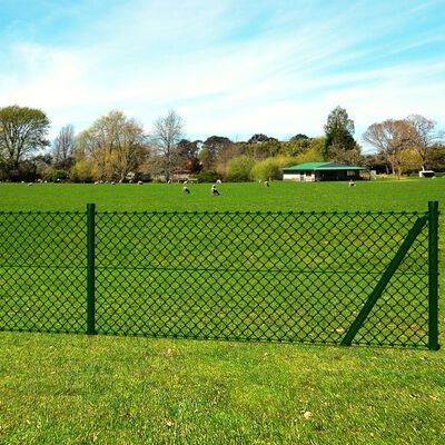 vidaXL Chain Link Fence with Posts Spike Steel 1,5x15 m