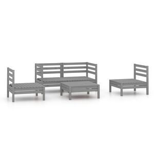 vidaXL 5 Piece Garden Lounge Set Grey Solid Pinewood