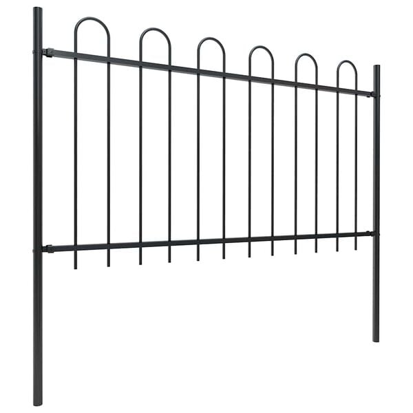 vidaXL Garden Fence with Hoop Top Steel 537x100 cm Black