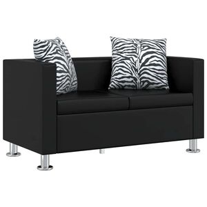 vidaXL Sofa 2-Seater Artificial Leather Black