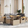 vidaXL 5 Piece Garden Sofa Set with Cushions Beige Poly Rattan