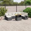 vidaXL 9 Piece Garden Sofa Set with Cushions Black Poly Rattan